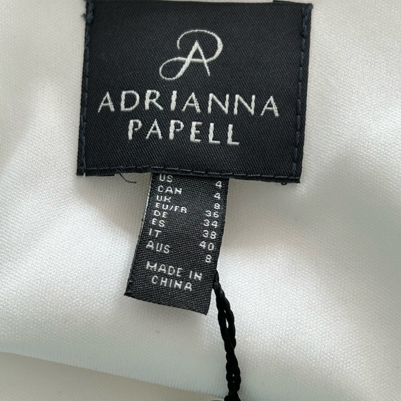 Adrianna Papell White Tea Length Wedding Gown lace applique Bodice Sz (4) 8 - Picture 7 of 8